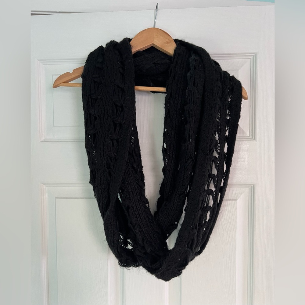 Elegant Black Knit Infinity Scarf